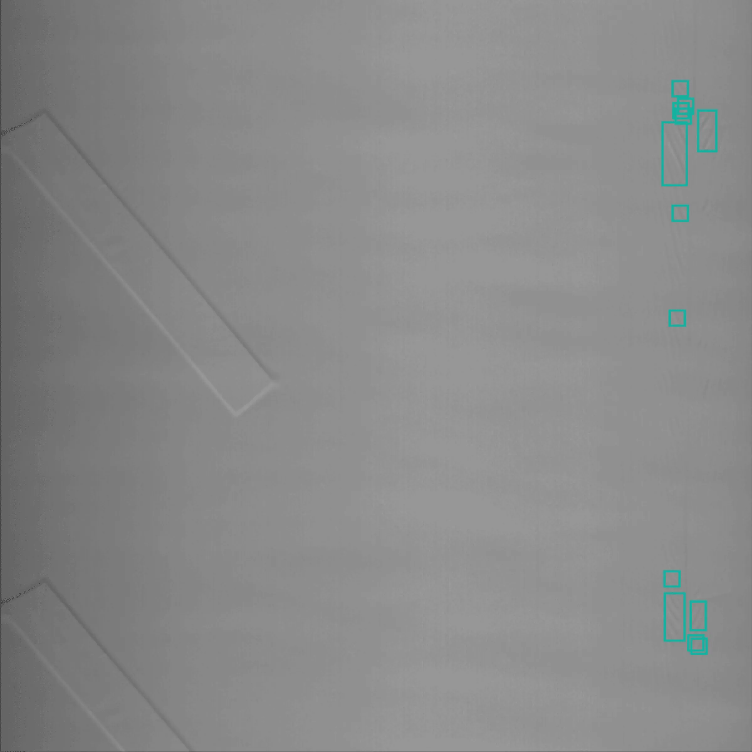 Industrial film web with Shelfmark detections boxed live on the line