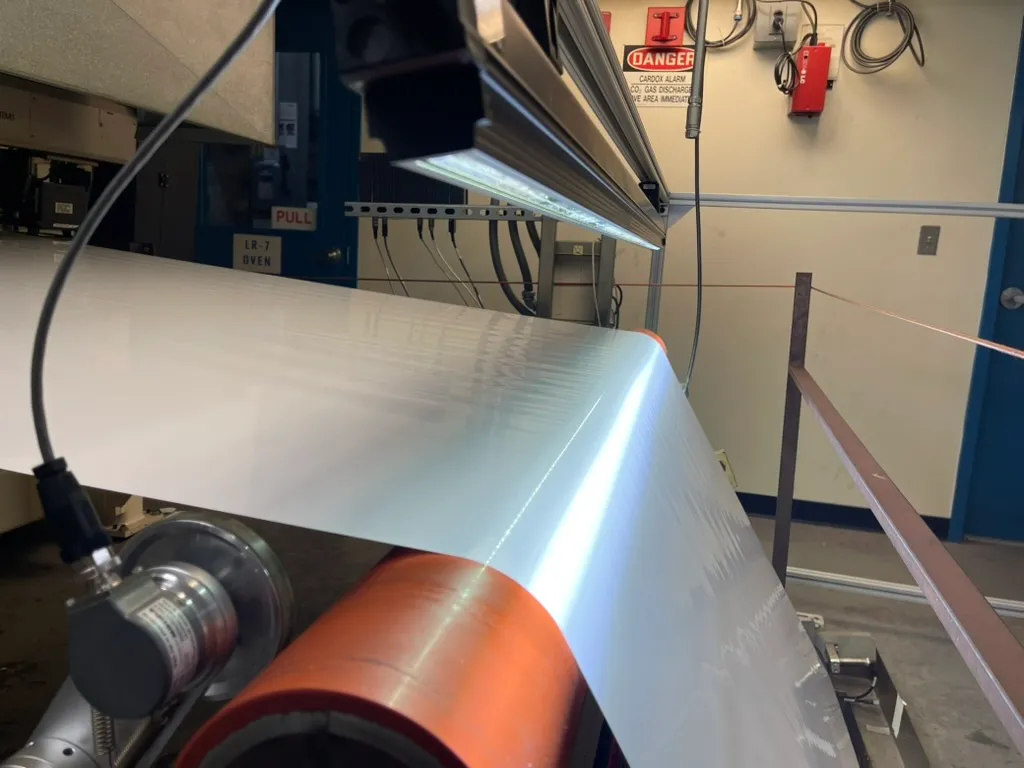 Shelfmark AI inspection on a roll-to-roll industrial film line